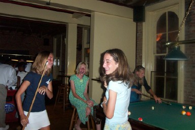 Girls playing pool